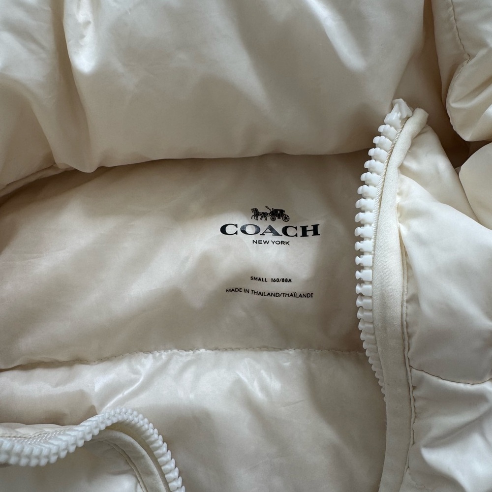 Coach Women's Off-White Hooded Puffer Jacket - Picture 6 of 15